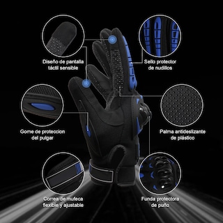Foto 3 | Foto 3 | Guantes Proteccionbelug Pantalla Táctil De Dedo Para Motocicleta Azul Xl