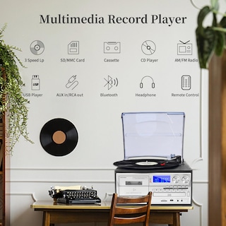 Foto 2 | Foto 2 | Tocadiscos Musitrend T408 9 En 1 Con Altavoces Externos Bluetooth - Venta Internacional.