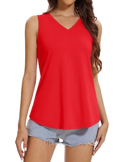 Foto 1 | Foto 1 | Camiseta Sin Mangas Yucolen Para Mujer Cuello En V Holgada Color Tomate Talla L - Venta Internacional.