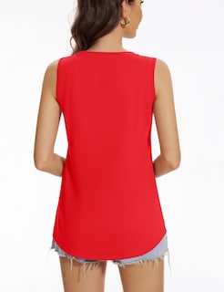 Foto 4 | Foto 4 | Camiseta Sin Mangas Yucolen Para Mujer Cuello En V Holgada Color Tomate Talla L - Venta Internacional.
