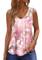 Camiseta Sin Mangas Saukole De Verano Holgada Con Cuello En V Floral Para Mujer - Venta Internacional.