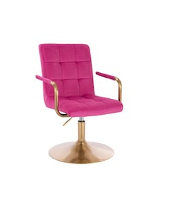 Foto 1 | Foto 1 | Silla De Tocador O Escritorio De Altura Ajustable Y Giratoria Tapizada En Terciopelo