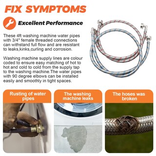 Foto 3 | Foto 3 | Mangueras Para Lavadora Beaquicy De Acero Inoxidable De 4 Pies Paquete De 2 Unidades 90 Grados - Venta Internacional.