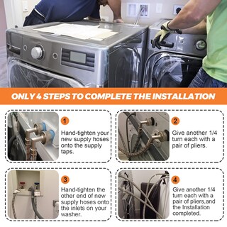 Foto 5 | Foto 5 | Mangueras Para Lavadora Beaquicy De Acero Inoxidable De 4 Pies Paquete De 2 Unidades 90 Grados - Venta Internacional.