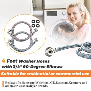 Foto 6 | Foto 6 | Mangueras Para Lavadora Beaquicy De Acero Inoxidable De 4 Pies Paquete De 2 Unidades 90 Grados - Venta Internacional.