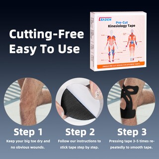 Foto 3 | Foto 3 | Cinta Kinesiológica Ieaden Precortada Para Rodillas 10 Unidades Color Negro - Venta Internacional.