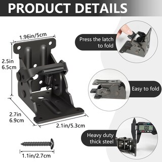 Foto 2 | Foto 2 | Soportes Plegables Spiflamm Bisagra Con Cierre Automático Paquete De 4 Color Negro - Venta Internacional.