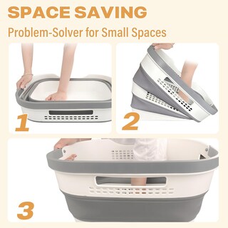 Foto 7 | Foto 7 | Cesta De Ropa Ooambb 43 L Plegable Con Asas (gris) - Venta Internacional.