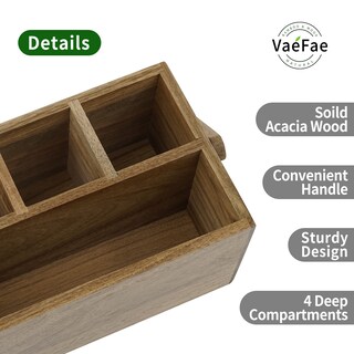 Foto 4 | Foto 4 | Platería Vaefae De Madera De Acacia Con Asa Y 4 Compartimentos - Venta Internacional.