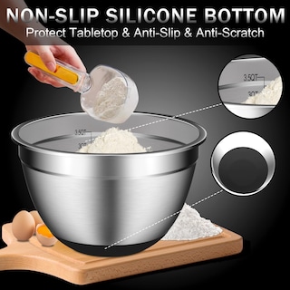 Foto 4 | Foto 4 | Juego De Cuencos Para Mezclar Dutzun De Acero Inoxidable Con Colador Y Tapas - Venta Internacional.