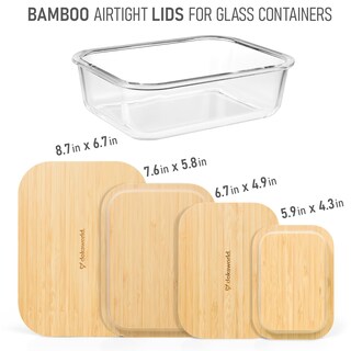 Foto 2 | Foto 2 | Juego De Tapas De Bambú Para Recipientes De Vidrio Para Almacenamiento De Alimentos (4 Piezas) - Venta Internacional.