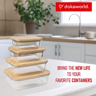 Foto 6 | Foto 6 | Juego De Tapas De Bambú Para Recipientes De Vidrio Para Almacenamiento De Alimentos (4 Piezas) - Venta Internacional.