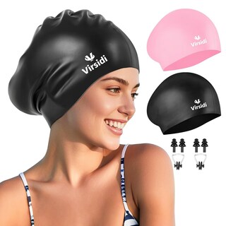 Foto 1 | Foto 1 | Gorro De Baño Virsidi Grande Para Cabello Largo Para Adultos Con Pinza Nasal Paquete De 2 - Venta Internacional.