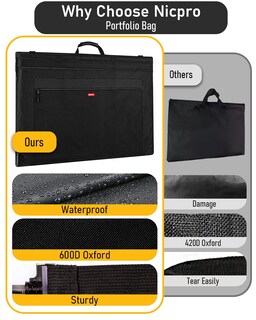 Foto 7 | Foto 7 | Bolsa Art Portfolio Nicpro 24 X 36 Cm De Lona Negra Con Correa - Venta Internacional.