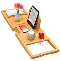 Bandeja Para Bañera Caddy Banlilu Premium De Bambú Ampliable - Venta Internacional.