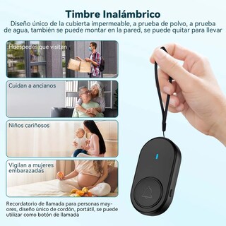 Foto 5 | Foto 5 | ''timbre Inalámbrico Impermeable Con Luz Led 1 Transmiso 1 Rec Negro ''