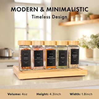 Foto 2 | Foto 2 | Juego De Tarros De Especias Edelhaus De Vidrio Cuadrado Con Tapa De Bambú 24 Unidades - Venta Internacional.
