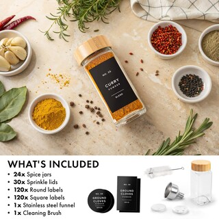 Foto 7 | Foto 7 | Juego De Tarros De Especias Edelhaus De Vidrio Cuadrado Con Tapa De Bambú 24 Unidades - Venta Internacional.