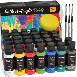 Foto 1 | Foto 1 | Set De Pintura Acrílica Nicpro 32 Colores Con Brocha Y Esponja 60 Ml - Venta Internacional.