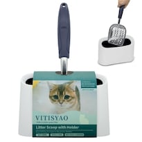 Cuchara Para Arena Para Gatos Vitisyao De Metal Pesado Con Soporte Color Blanco - Venta Internacional.