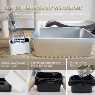 Foto 3 | Foto 3 | Cuchara Para Arena Para Gatos Vitisyao De Metal Pesado Con Soporte Color Blanco - Venta Internacional.