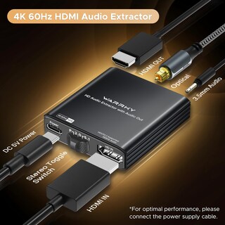 Foto 2 | Foto 2 | Extractor De Audio Hdmi Warrky 4k 60 Hz Hdmi A Óptico Y 3 5 Mm - Venta Internacional.