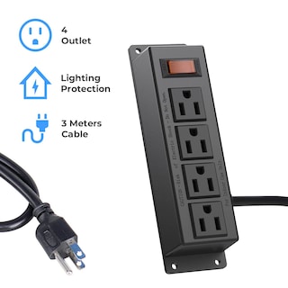 Foto 4 | Foto 4 | Power Strip Iceelec De 4 Salidas Con Cable De 10 Pies 2 Unidades Color Negro - Venta Internacional.