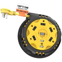 Rollo De Cable De Extensión Retráctil Power Strip Con Usb C Pd De 20 W - Venta Internacional.