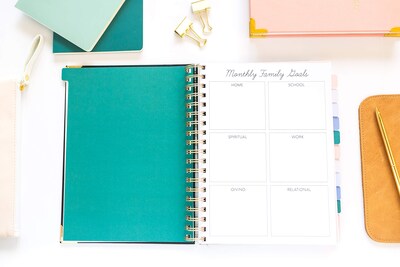 Foto 5 | Foto 5 | Planner Jemwin Homeschool Hermoso Sin Fecha Con Pestañas En Espiral Dorada - Venta Internacional.