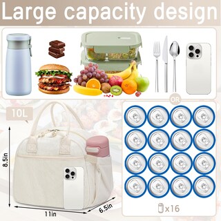 Foto 2 | Foto 2 | Bolsa De Almuerzo Carry Bloom Con Aislamiento De Pana Para Mujer Color Beige - Venta Internacional.