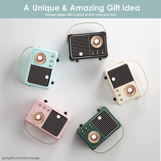 Foto 7 | Foto 7 | Altavoz Bluetooth Springflora Retro Vintage Azul Batería De 400 Ml - Venta Internacional.