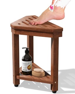 Foto 1 | Foto 1 | Taburete De Ducha Missend Acacia Con Reposapiés Y Estante De Almacenamiento - Venta Internacional.