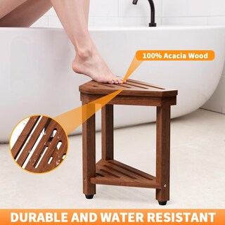 Foto 5 | Foto 5 | Taburete De Ducha Missend Acacia Con Reposapiés Y Estante De Almacenamiento - Venta Internacional.
