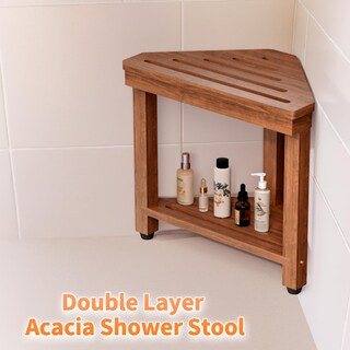 Foto 6 | Foto 6 | Taburete De Ducha Missend Acacia Con Reposapiés Y Estante De Almacenamiento - Venta Internacional.