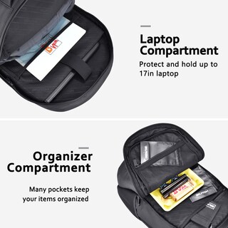 Foto 3 | Foto 3 | Mochila Mzipline Para Portátil Grande De 28 Litros Con Cierre De Combinación Negra - Venta Internacional.