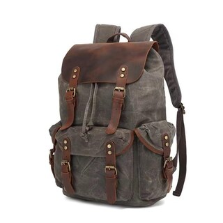 Foto 1 | Foto 1 | Mochila Lmagice De Lona De Piel Auténtica Con Funda Para Portátil - Venta Internacional.