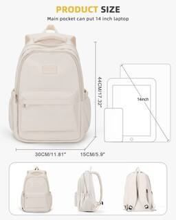 Foto 3 | Foto 3 | Mochila Escolar Boxsam Ligera Para Mujeres Y Hombres Color Beige - Venta Internacional.