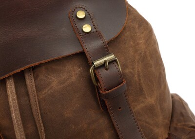 Foto 6 | Foto 6 | Mochila Lmagice De Lona De Piel Auténtica Con Portátil De 13 Pulgadas Color Verde Militar - Venta Internacional.