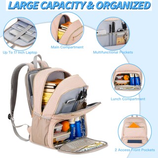 Foto 3 | Foto 3 | Mochila Baoxa Para Portátil De 17 Pulgadas Para Mujer Con Puerto Usb Color Rosa - Venta Internacional.