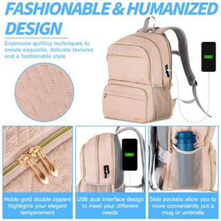 Foto 4 | Foto 4 | Mochila Baoxa Para Portátil De 17 Pulgadas Para Mujer Con Puerto Usb Color Rosa - Venta Internacional.