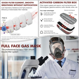 Foto 4 | Foto 4 | Máscara Antigás De Respiración Facial Completa Weidahh Reutilizable Juego De 2 - Venta Internacional.