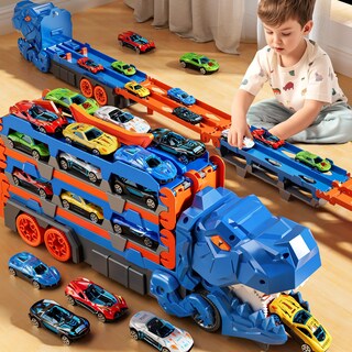 Foto 1 | Foto 1 | Set De Orugas Para Coches De Juguete Peaduck Dinosaur Transporter Con 12 Coches De 3 A 6 Años - Venta Internacional.