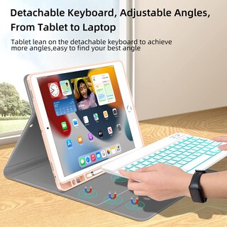 Foto 2 | Foto 2 | Funda Con Teclado Juqitech Para Ipad 10.2 9ª 8ª Generación Rosa - Venta Internacional.