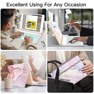 Foto 3 | Foto 3 | Funda Con Teclado Juqitech Para Ipad 10.2 9ª 8ª Generación Rosa - Venta Internacional.