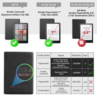 Foto 2 | Foto 2 | Funda Cobak Con Funda Magnética Plegable Para Kindle Paperwhite 12.ª Generación 2024 - Venta Internacional.