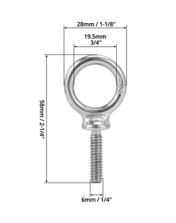 Foto 6 | Foto 6 | Eye Bolt Qwork 1/4-20 X 1 De Acero Inoxidable De Grado Marino (paquete De 50) - Venta Internacional.
