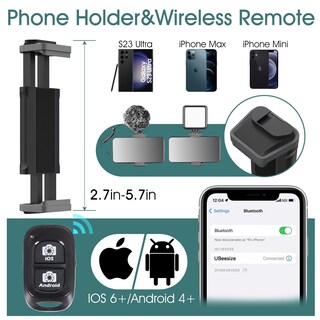 Foto 6 | Foto 6 | Trípode Para Cámara Ubeesize 74 Con Soporte Para Teléfono Y Control Remoto Bolsa - Venta Internacional.