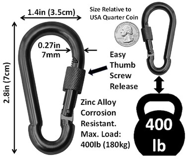 Foto 3 | Foto 3 | Tablas De La Marca Carabiner De Acero Galvanizado Con Zinc Negro Paquete De 12 - Venta Internacional.