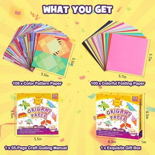 Foto 2 | Foto 2 | Kit De Papel De Origami Pigipigi Kids Craft Para Niños De 5 A 8 A 12 Años - Venta Internacional.