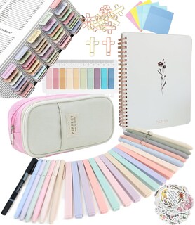 Foto 1 | Foto 1 | Kit De Material De Estudio Bíblico Para Llevar Un Diario Partygalore Con Pestañas Y Bolígrafo - Venta Internacional.